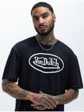 Von Dutch Black Tee with White Logo size L